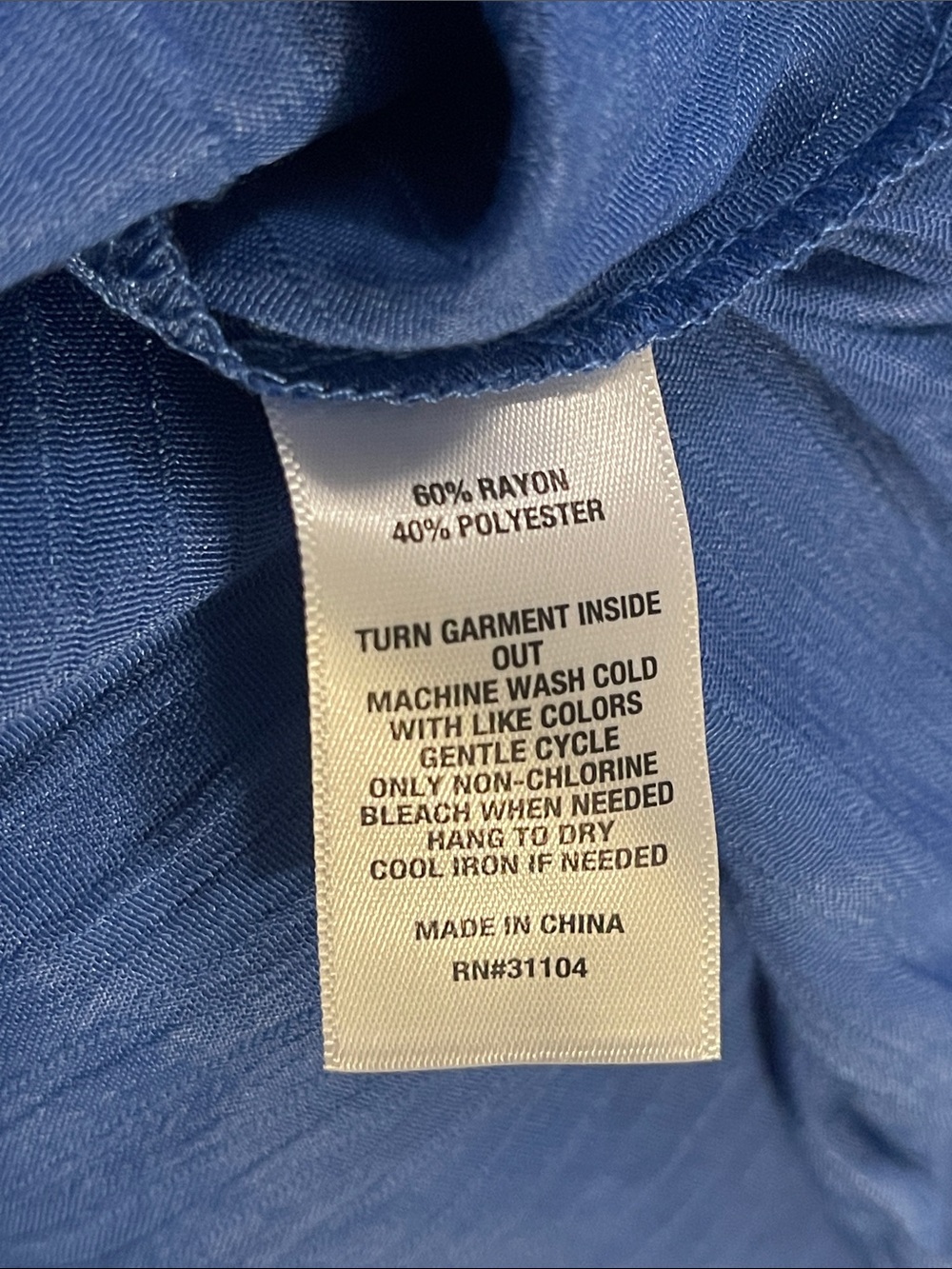 Wonderly Blue Short Sleeve Tie-Neck Peasant Blouse size large, NeW - Picture 7 of 7